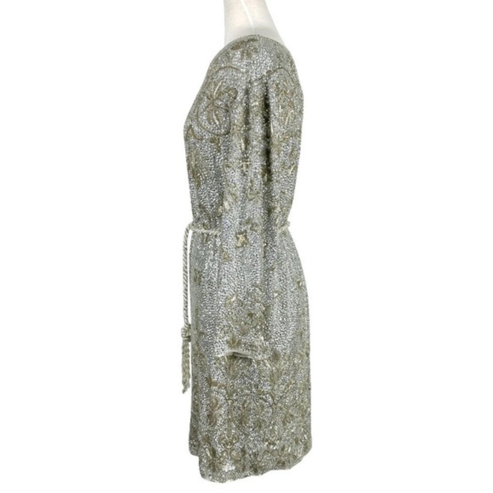 Marchesa Beaded‎ Sequin Dress Gold Silver Formal Cocktail Size 4 - Picture 3 of 10